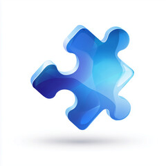 Obraz premium Glossy Blue Gradient Puzzle Piece Icon - Solution, Connection, and Strategy Symbol