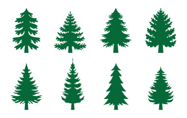 Obraz premium christmas tree silhouette vector icons collection isolated on white background.Christmas Vector Icon Set.