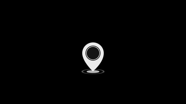 location pointer icon. Location indicator and location icon animation on black background.