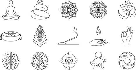 Zen lifestyle elements for spiritual wellness and mindfulness practice, originally a scalable vector graphic, perfect for meditation and relaxation themes