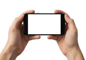 Hands Holding Smartphone with Blank Screen for User Interface Design or Mockup