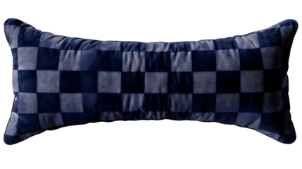 Decorative Navy Blue Checkered Pillow on Soft Fabric with Stylish Design and Comfort