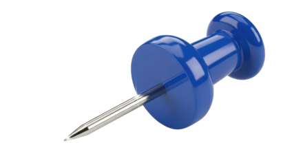 Blue thumbtack isolated on transparent background
