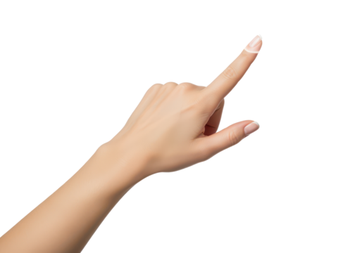 Hand Gesture Pointing Upward with Elegant and Soft Skin Tone Focused on Detail