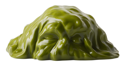 Green Slimy Substance on a White Background Perfect for Creative Projects and Designs