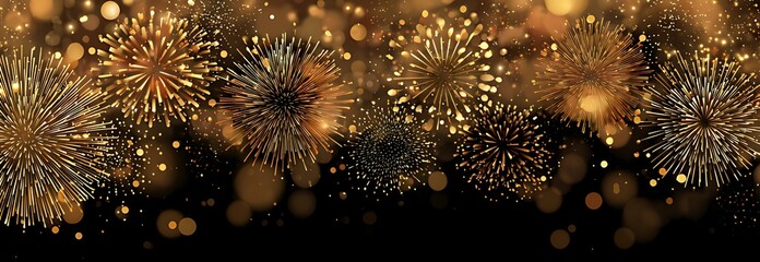 A beautiful display of glittering golden fireworks against a dark background
