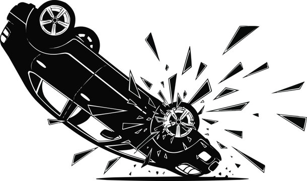 Silhouette vector of Car Rollover Accident