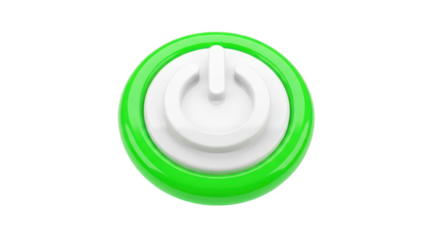 Green oval power button isolated on transparent background