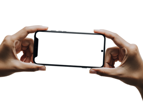Hands Holding Smartphone with Blank Screen Ready for App or Design Presentation
