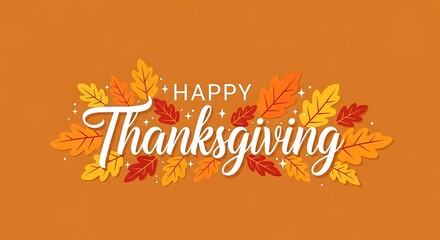 A warm and inviting Thanksgiving greeting card with colorful fall leaves and elegant script
