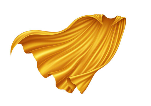 Flowing Golden Cape Material for Conceptualizing Heroic Characters and Themes