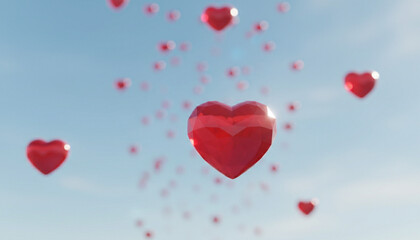 red heart balloons