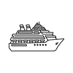 Obraz premium Cruise ship line art icon isolated on passenger ocean liner for vacation travel