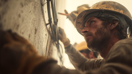Workers Installing Electrical Conduits