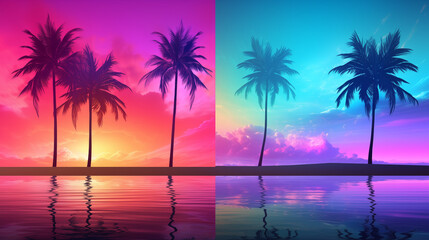 Pink Coastline Palms