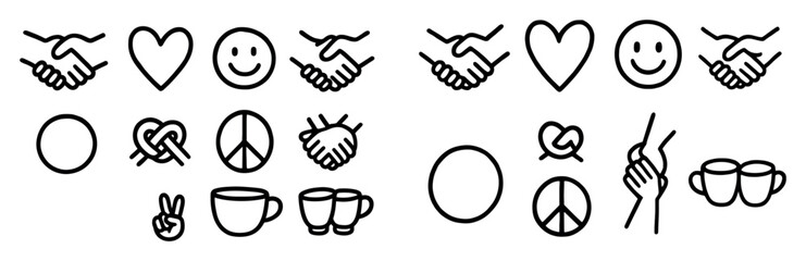 Fototapeta premium Simple line icons of friendship symbols