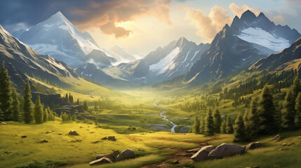 Aqua Beach Palm Scene