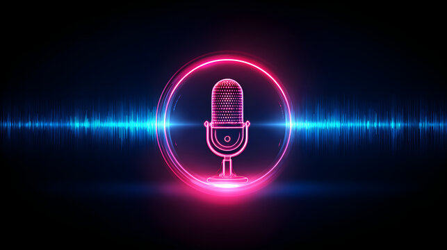 Neon microphone visualizer displaying vibrant audio sound waves