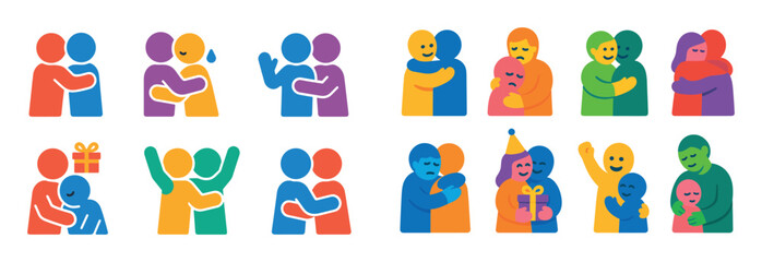 Obraz premium Colorful Hug Icons