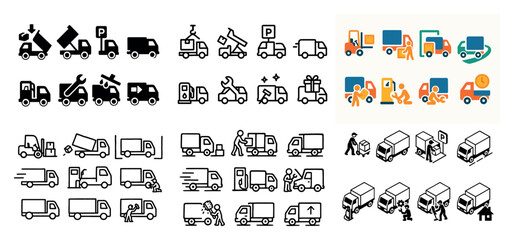 Obraz premium Diverse truck icons collection