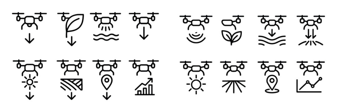 Agricultural Drone Icon Set