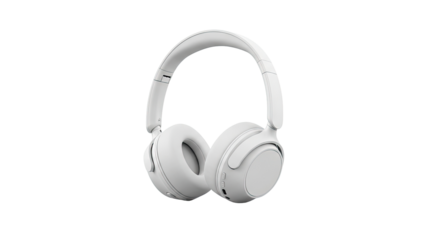 Modern White Wireless Over-Ear Headphones for Audio Experience on Isolated transparent background