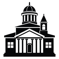 courthouse black and white silhouette on white background