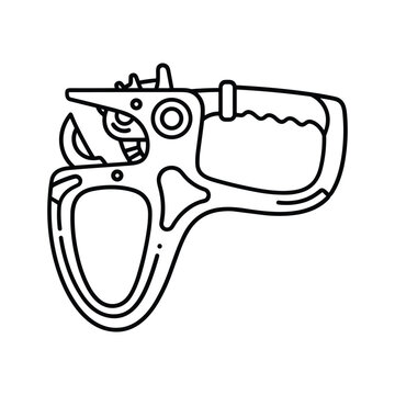 Line art icon of a climbing rope ascender device for mountaineering and safety isolated on