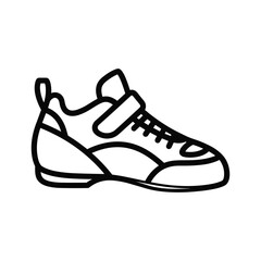 Outline icon of a climbing shoe with laces and a velcro strap, isolated on