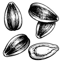 Detailed Hand-Drawn Sunflower Seeds