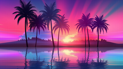 Neon Sunset Palm Beach