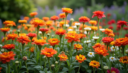 AI Generated Marigold colourful flower, a beautiful picture of orange, red & yellow colour flower plant A symbolisation Indian Cultural heritage tradition