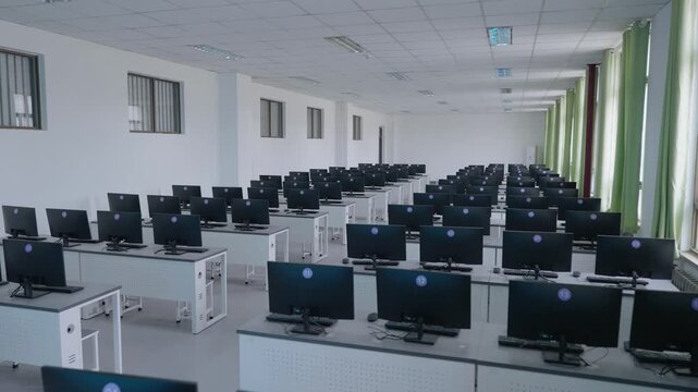 Computer Lab with Desktop Workstations and Equipment