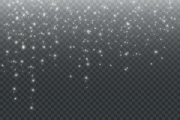 Light effect with glitter particles.Christmas dust.White sparks shine with special light.
