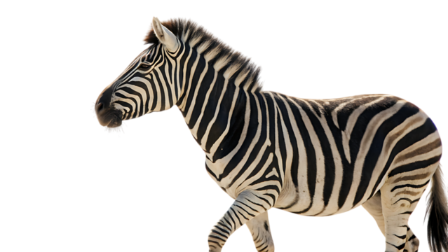 Zebra cut out on PNG, isolated on white background. AI GENERATED.