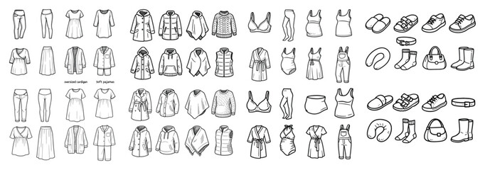 Fashion collection: outfits, footwear, accessories