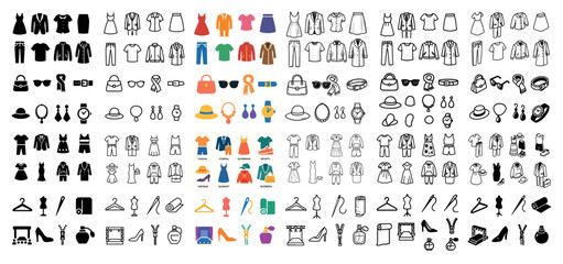 Obraz premium Fashion and accessories icons in various styles