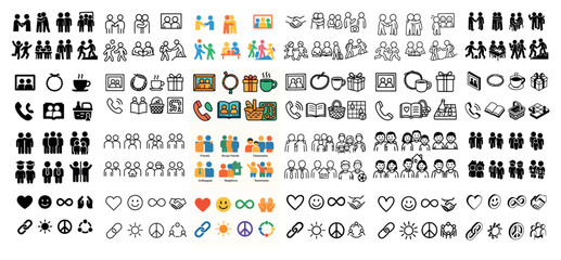 Diverse people icons and symbols collection