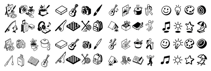 Diverse hobbies and arts icons collection