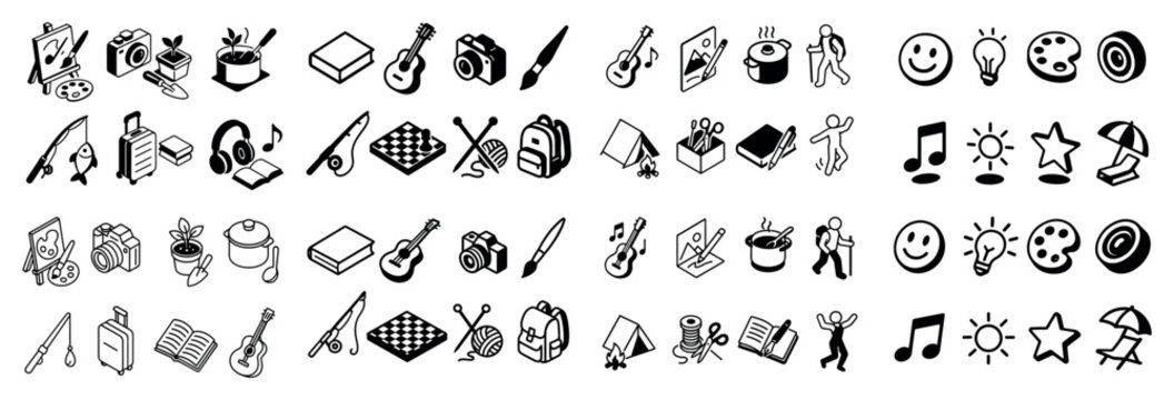 Diverse hobbies and arts icons collection