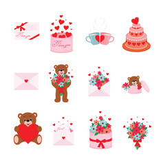 Valentine’s Day Romantic Hearts and Teddy Bears