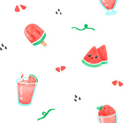 Watercolor Watermelon Seamless Pattern, Background