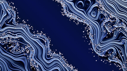 Dark and blue fake stone texture with placers of small crystals. Space for extra objects.