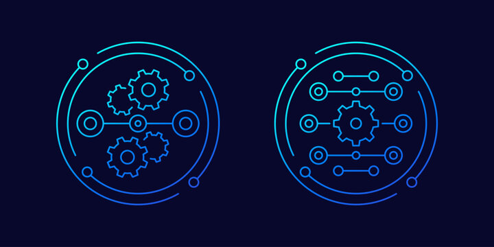 streamline process icons, linear design