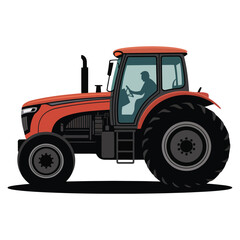 red tractor isolated on white