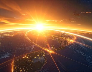 Global Connectivity - A Networked World Illuminated by the Sun.