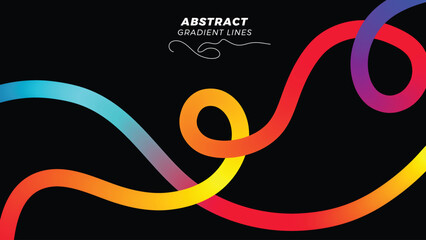 Abstract Background with Color Gradient Shape Pattern. Line Waves using Vector Curves.  Rainbow Ribbons in 3D Squiggle.  Geometric Design Components.  Contemporary Image with Gradation