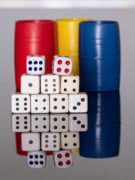 old Parcheesi game and pieces
