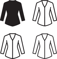 Isolated Kebaya Indonesia, traditional Indonesian dress icon, cultural attire, heritage clothing, black vector fashion symbol, elegant costume design for buyers premium design