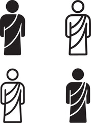 Isolated Toga Italy, traditional Roman clothing icon, cultural attire, heritage dress, black vector fashion symbol, classic costume design for buyers premium design